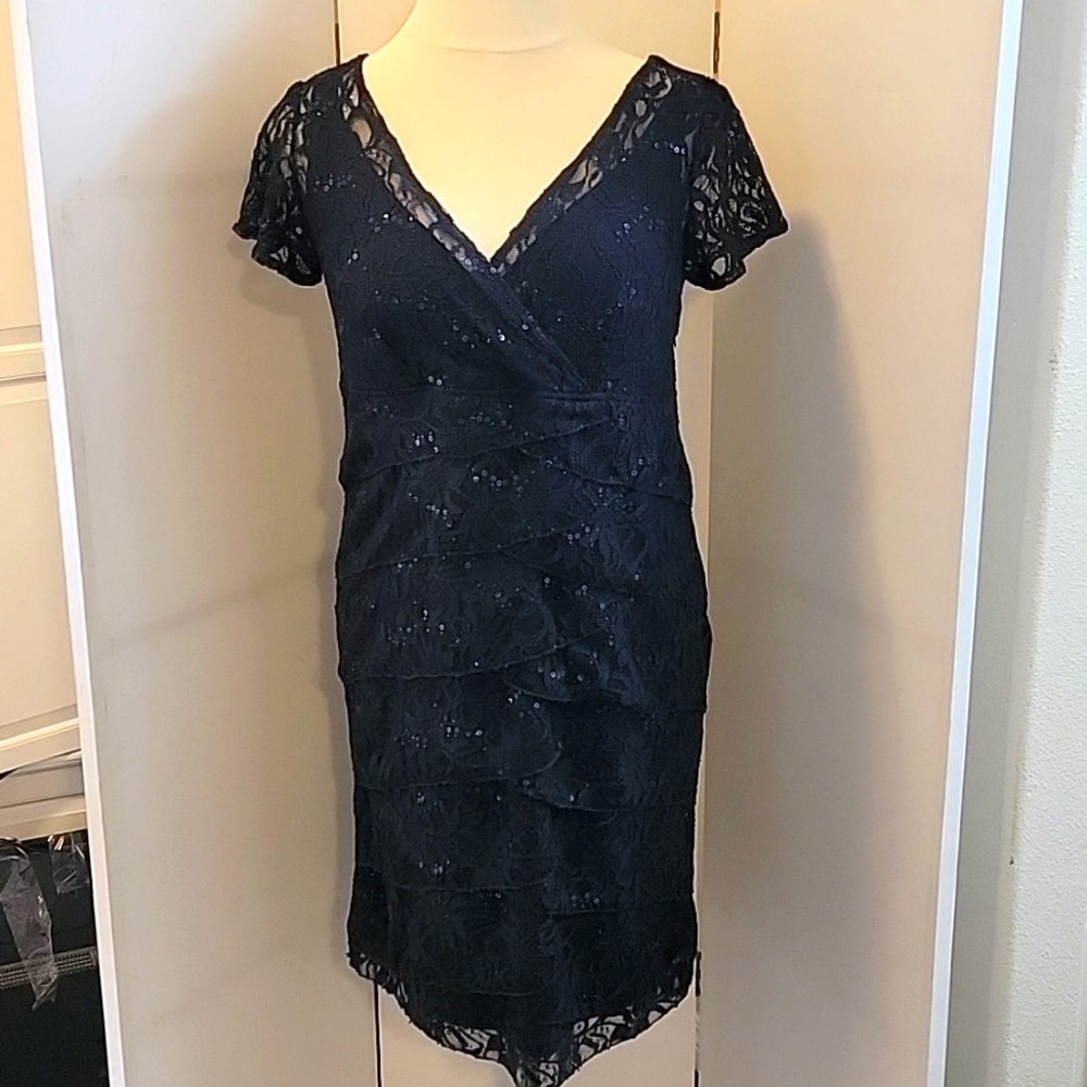 Beautiful Classy Blue Lace/Sequined Dress Size 14W